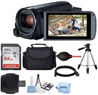 Canon VIXIA HF R800 Camcorder (Black) + SanDisk 64GB Memory Card + Digital Camera/Video Case + Quality Tripod + Card Reader + Tabletop Tripod/Handgrip + Deluxe Accessory Bundle