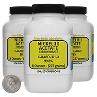 Nickel Acetate [C4H6NiO4] 99.8% AR Grade Powder 1.5 Lb in Three Space-Saver Bottles USA
