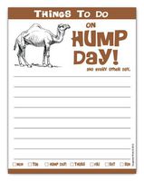 Things To Do on Hump Day, Funny Camel Notepad Gift Idea 4.25 x 5.5, 50 Sheets
