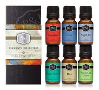 Elements Set of 6 Fragrance Oils - Premium Grade Scented Oil - 10ml - Campfire, Night Air, Ocean Breeze, Dirt, Rain, Fresh Cut Grass