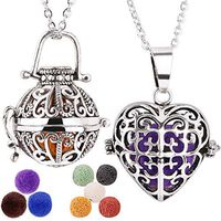 Maromalife 2 Packs Essential Oil Diffuser Necklace, Lava Stone Pendant Locket Aromatherapy Jewelry Gift Sets for WomenMen