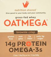 Boundless Nutrition Chocolate Brownie Oatmega Bar, 12 Count 1.8 oz 50g per bar