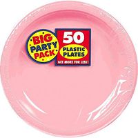Amscan Big Party Pack 100 Count Plastic Dessert Plates, 7-Inch, New Pink