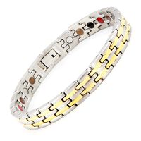 N+NITROLUBE Germanium Magnetic Therapy Energy Bracelet for Women 5 Elements,Titanium Fashion Jewelry and Relieve Arthritis Pain (Silver%Gold,7.28)
