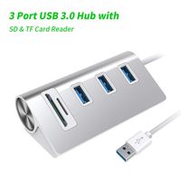 Rocketek Portable Aluminum 3 Ports USB 3.0 Hub Docking Station with 2-Slot Card Reader Multi-in-1 Adapter Combo Superspeed for iMac, MacBook Air, MacBook Pro, MacBook, Mac Mini, PCs and Laptops