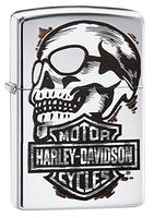 Zippo Harley-Davidson Skull & Logo High Polish Chrome Pocket Lighter