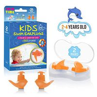 Hearprotek 2 Pairs Swimming Ear Plugs for Kids, Soft Silicone Reusable Water earplugs for Kids Swimming Bathing and Other Water Sports (Free Temporary Tattoos Included) (Orange)
