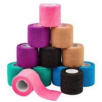 Cohesive Bandage Tape Vet Wrap, 2 Inches X 5 Yards 12 Pack - Self Adherent Wrap for Medical First Aid, Sports Injury, Wrist, Ankle Sprains and Swelling
