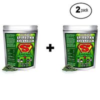 Spirulina Chlorella Cracked Cell Wall Super 50-50 Super-Pack 1,000 Tablets). Raw Organic Gluten-Free Non-GMO Green Superfood. High Protein, Chlorophyll & nucleic acids. No preservatives, (2 Pack)
