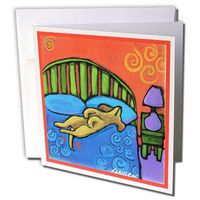 3dRose 4 Houses With Dog Cute Pets Animals Original Folk Art Painting - Greeting Cards, 6 x 6 inches, set of 6 (gc_33986_1)