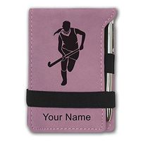 Mini Notepad, Field Hockey Woman, Personalized Engraving Included (Pink)