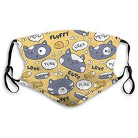 2 Pack Colorful Doodle Cute Cartoon Animal Kitty Cats 2 PM2.5 Non-Medical Ma-sk with Replaceable Filter Elements