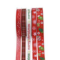 Ooscy Cintas de Navidad 5 rollos Cintas de Regalo Cinta de Cinta de Grosgrain Regalo Cupcake Wrap Decoración navideña para bodas de Navidad DIY Craft