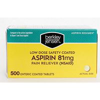 Berkley Jensen Low Dose Safety Coated Aspirin, 81 mg, 500 ct.