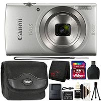 Canon Ixus 185/Elph 180 20MP Digital Camera 8x Optical Zoom Silver with 64GB Accessory Bundle