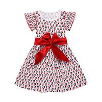 heavKin-Clothes 2-8Y Children's Baby Girls Casual Skirt Lace Short Sleeve Print Floral Bow Dress (Red, 7-8 Years)