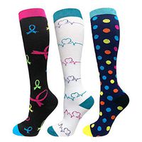 Compression Socks Women 20-30mmHg (3 Pairs) Mens Gradient Compression Stockings for Nurses Running Medical Athletic Edema Diabetic Varicose Veins Travel Flight Pregnancy Shin Splints (Assorted 8,L/XL)