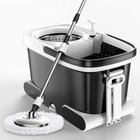 mop Complete cleaning system Mop head + 360° rotating mop bucket Save time and effort Rotary mop (Color : BLACK)