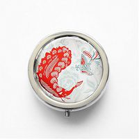 RhyNSky Beautiful Phoenix Mini Portable Pocket Pill Box Case Holder for Purse, 3 Compartments, Silvery, FS589