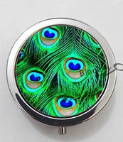 BlackKey Peacock Feather 3-Compartment Decorative Pocket Gift Box Case Organizer for Pill, Color 1 -1271