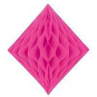 Beistle Club Pack of 12 Honeycomb Fuchsia Pink Diamond Hanging Decorations 12.5”