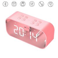 FZy Wireless Bluetooth Speaker Subwoofer Music Box Mirror LED Display Time Alarm Clock Portable Bluetooth Subwoofer Waterproof Music Player Outdoor Wireless Shower Speaker,Pink