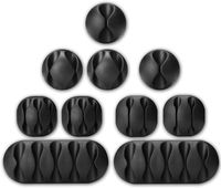 Bluegogo Cable Clips - Self-Adhesive Desk Cable Organizer, Durable Cord Management, Wire Holder, Wire Management, Black(10 Pack)