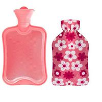 Rubber Hot Water Bottle - 1800ml Hot Water Bag, Easy to Carry Durable Great for Pain Relief, Hot and Cold Therapy, Flannel Cover, Pink