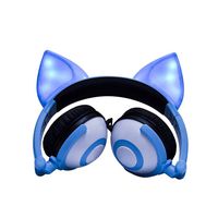  Orcbee  _Kids Foldable Flashing Glowing Earphone Gaming Headset Fox Ear Headphone with LED Light (Blue)