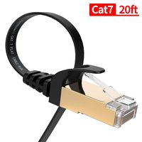 Cat7 Ethernet Cable 20 ft, VANDESAIL CAT 7 Internet Network Cable, Flat LAN Cables with RJ45 Connector for Router, Modem, Gaming, Xbox (20ft, Black-1 Pack)