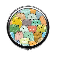 Funny Cats Custom Fashion Round Pill Box Medicine Tablet Holder Wallet Organizer Case for Pocket or Purse