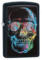 Zippo Colorful Skull Pocket Lighter, Black Matte