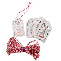 50pcs Christmas Gift Tags Paper Tags Xmas Hang Tags with Jute Twine Hanging Gift Wrap Tags Cards Label Xmas Tree Decor - Bow