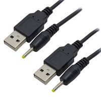 USB 2.0 A Male to DC 2.5x0.7mm 5 Volt DC Barrel Jack Power Cable 3FT, Black (Max 2.5 Ampere Power Cable, Center PIN Positive) 2Pack