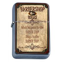 Vintage Barbershop Signs Barber Shop Flip Top Oil Lighter S3 Smoking Cigarette Smoker Includes Silver Case