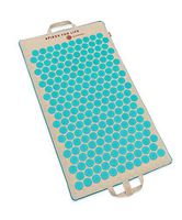 Acupressure Spike Reflexology Mat, Mini Mat and Pillow Set-Spikes for Life Back and Neck Pain Relief-Natural Linen Cotton (Turquise, Long Mat Lite)