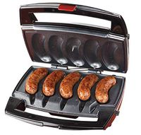 Johnsonville Sizzling Sausage Grill - Sear 1-5 Sausages and Brats to Perfection in 10-15 Minutes - Removable Cooking Plates - Dishwasher Safe - Temperature Probe - Golden Brown Grilling