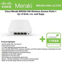 Cisco Meraki MR30H Quad-Radio, Cloud-Managed 2x2:2 802.11ac Wave 2 Wall Switch AP, 1.3 Gbps, 802.3af PoE w/3Y Enterprise License