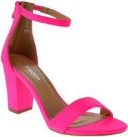 TOP Moda Hannah 1 Womens Chunky Heel Single Band Platform Buckle Dress Sandals Neon Pink 9