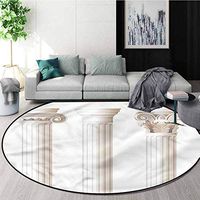 RUGSMAT Pillar Modern Machine Washable Round Bath Mat,Ionic Doric and Marbles Non-Slip No-Shedding Bedroom Soft Floor Mat Diameter-55