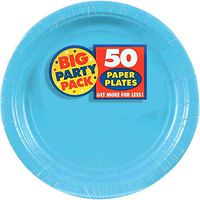 Amscan Caribbean Blue Paper Plate Big Party Pack, 50 Ct.