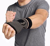CFR Copper Wrist Support Compression Sleeves Guaranteed Braces for Carpal Tunnel, RSI, Cubital Tunnel, Tendonitis, Arthritis, Wrist Sprains Support & Recovery One Pair,L UPS Post