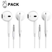 Wired Earbuds with Microphone [2 Packs] in-Ear 3.5mm sweatproof Earphone and Mic/Volume Control Deal Advanced Stereo Headphones and Noise Isolation Headphones for Samsung/Android /MP3 mp4 (White-2)