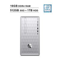 2019 HP Newest Pavilion Desktop (8th Gen Inter 6-Core i5-8400 up to 4.0GHz, 16GB DDR4 RAM, 512GB SSD (Boot) + 1TB HDD, Intel UHD Graphics 630, WiFi, Bluetooth, HDMI, Windows 10, Silver) (Renewed)