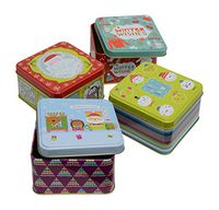 Christmas Gift Tins, Small Box for Gift Card, Cookies or Candy (Set of 4) (Winter Wishes, Square 4" x 4" x 2.4" High)