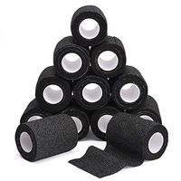 TOBWOLF 12PCS First Aid Self Adherent Bandage, 3" x5yd / 7.5cmx4.5m Cohesive Bandage Tape Wrap, Elastic Athletic Non Woven Fabric Vet Wrap for Sports, Medical - Black