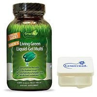 Irwin Naturals Men's Multivitamin Living Green Liquid-Gel Multi Essential Nutrients and Whole Foods Supplement - 120 Liquid Soft Gels Bundle with a Lumintrail Pill Case