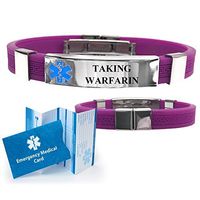 "Taking Warfarin" Designer Medical Alert ID Bracelet. Choose Color!