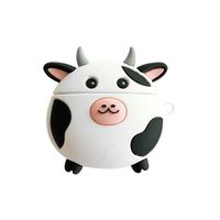 flently Lovely Cow Soft Silicone Headphone Protective Case with Carabiner for Airpods 1/2