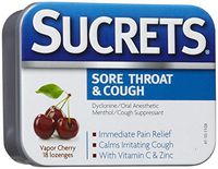 Sucrets Complete Sore Throat & Cough Suppressant Lozenges Vapor Cherry, 18 ct